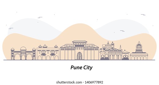 Vector de líneas de arte de la ciudad de Pune