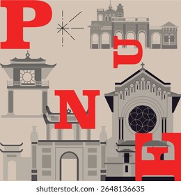Conjunto de viagens cultura Pune, arquiteturas famosas indianas e especialidades em design plano. Viagens de negócios e conceito de turismo clipart. Imagem para apresentação, banner, website, anúncio, folheto, roteiro