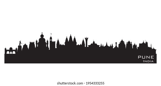 Escenario de la ciudad de Pune India Silhouette vector detallada