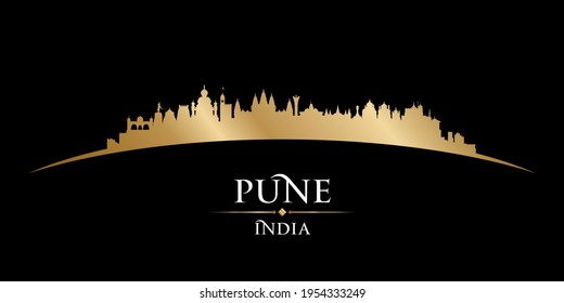 Silueta del perfil urbano de Pune India. Ilustración de vectores