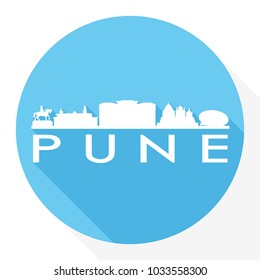 Pune India Flat Icon Skyline Silhouette Design City Vector Art