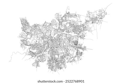 Pune India, mapa exacto, detalle Calles Roads Map, elemento de Vector editable Imagen de Plantilla para marketing, producto, arte de pared