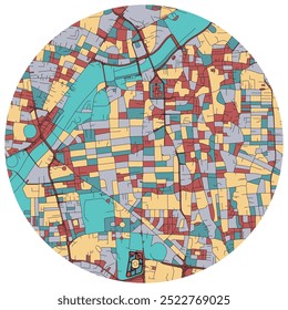 Pune India, centro de la ciudad, mapa exacto, detalle Urbana Calles Mapa de color de carreteras, elemento de Vector editable Imagen de Plantilla para la comercialización, producto, arte de la pared 