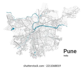 Pune Map Detailed Map Pune City Stock Vector Royalty Free 2211068019   Pune Map Detailed City Administrative 260nw 2211068019 