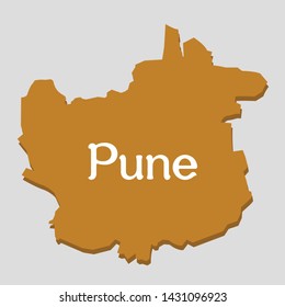 Pune Map Flat Vector Design - State Of India