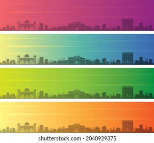 Pune Banner de línea de horizonte con degradado de múltiples colores