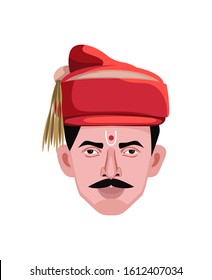 Pune Pagadi Man Face Isolated Vector Illustration