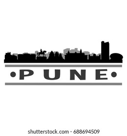 Pune Skyline Silhouette City Vector Design Art