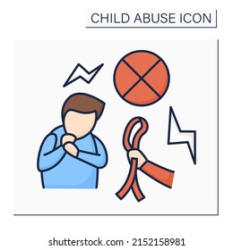 Punishment Color Icon. Physical Harm Against Child. Punishment For Discipline. Child Abuse Concept. Isolated Vector Illustration