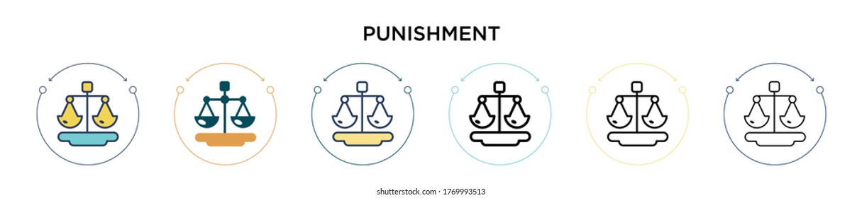 Punishment icon in filled, thin line, outline and stroke style. Vector illustration of two colored and black punishment vector icons designs can be used for mobile, ui, web