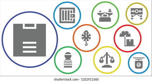 punishment icon set. 9 filled punishment icons.  Simple modern icons about  - Scale, Jail, Prisioner, Equality, Guillotine
