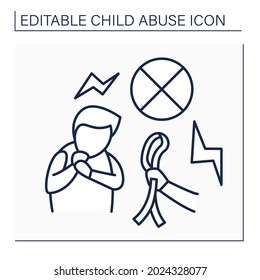 Punishment Line Icon. Physical Harm Against Child. Punishment For Discipline. Child Abuse Concept. Isolated Vector Illustration. Editable Stroke