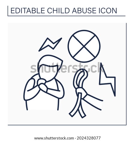 Punishment line icon. Physical harm against child. Punishment for discipline. Child abuse concept. Isolated vector illustration. Editable stroke