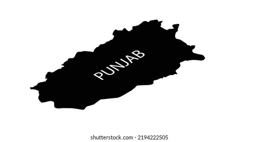 Punjab Black Map On White Background Stock Vector Royalty Free