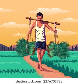 Punjab Farmer - A Vibrant Vector Illustration Depicting the Resilience and Hard Work of Indian Agriculture