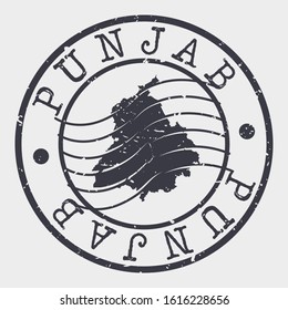 Punjab India Stamp Postal. Map Silhouette Seal. Passport Round Design. Vector Icon. Design Retro Travel.