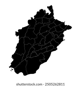 Punjab map with districts. Vector illustration.