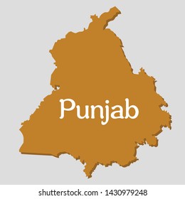 Punjab Map Flat Vector Design Outline - Indian State 