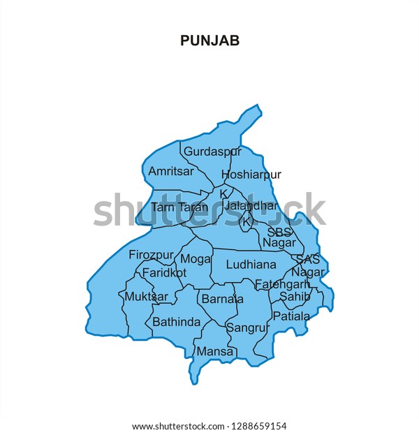 Punjab Map Graphic Vector Stock Vector (Royalty Free) 1288659154