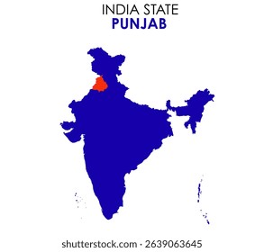 Punjab map state of India. Punjab map vector illustration. Punjab vector map on white background.
