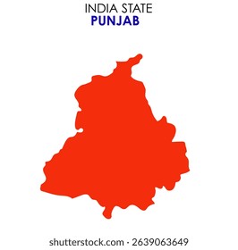 Punjab map state of India. Punjab map vector illustration. Punjab vector map on white background.