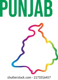 Mapa lineal de gradiente multicolor Punjab dibujado a mano