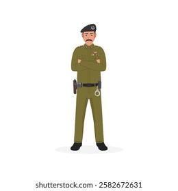 Punjab Police officer folding arms vector illustation