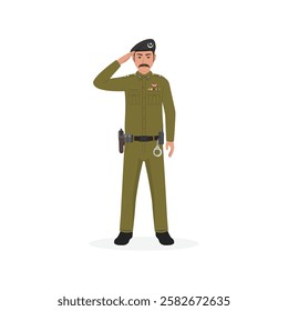 Punjab Police officer salute vector illustation