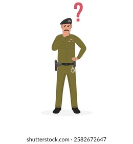 Punjab Police officer thinking vector illustation