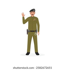 Punjab Police officer weaving hand vector illustation