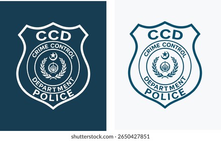 Modelo do logotipo do mascote do vetor da polícia de Punjab, CCD "Departamento de Controle do Crime", crime zero em Punjab, Polícia de Punjab no Paquistão Com a Bandeira do Paquistão
