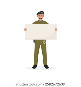 Punjab Policeman with white board vector illustation