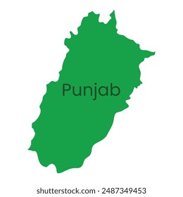 Icono del Vector de la provincia de Punjab. Icono del mapa estatal de la provincia de Punjab. Mapa plano de Punjab