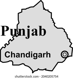 Mapa del estado de Punjab, capital de la frontera estatal india