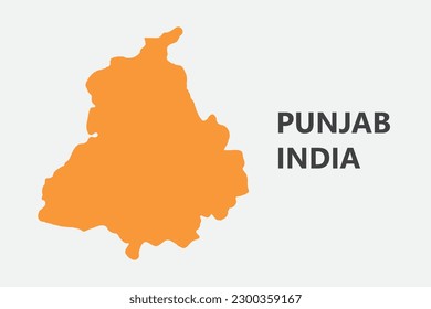 Punjab Bundesstaat Indien, Vektorgrafik einzeln auf weißem Hintergrund. Hochdetaillierte Silhouettengrafik.