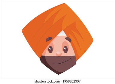 Punjabi banker face expression. Vector graphic illustration. Individually on a white background.