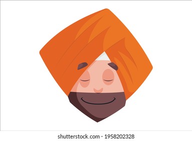 Punjabi banker face expression. Vector graphic illustration. Individually on a white background.