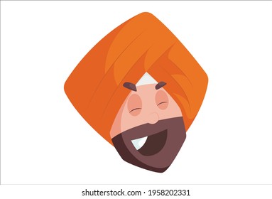 Punjabi banker face expression. Vector graphic illustration. Individually on a white background.