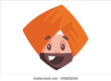 Punjabi banker face expression. Vector graphic illustration. Individually on a white background.