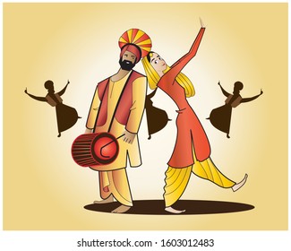 Punjabi bhangra dancer celebrating punjabi festival called lohri