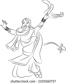 Punjabi Bhangra dancer in harvest festival Lohari, vector illustration