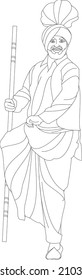 Punjabi Bhangra dancer in harvest festival Lohari, vector illustration