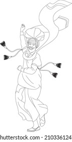 Punjabi Bhangra dancer in harvest festival Lohari, vector illustration