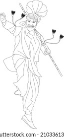 Punjabi Bhangra dancer in harvest festival Lohari, vector illustration