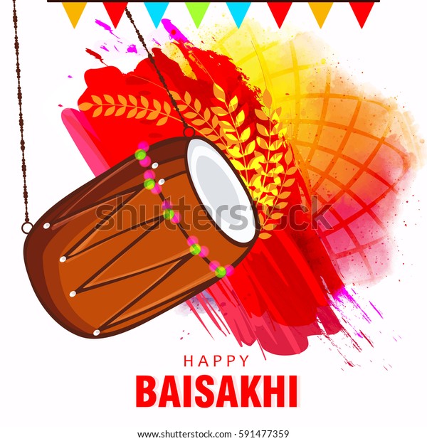 Punjabi Festival Happy Baisakhi Vector Illustration Stock Vector ...