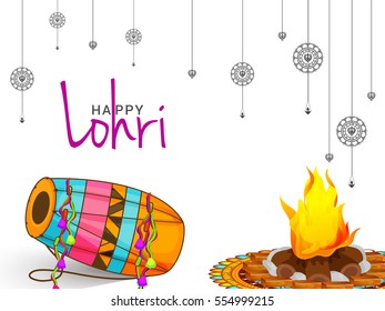 Punjabi festival of lohri celebration background.