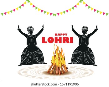 Punjabi festival lohri celebration bonfire background ,party with festival background ,decoration and elements 