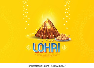 Punjabi festival of lohri celebration  With Bonfire, Sugarcane, Decorated Drum Instruments