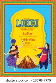 Punjabi festival of lohri celebration  With Bonfire, Sugarcane, Decorated Drum Instruments