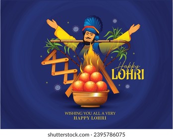 Punjabi festival of lohri celebration bonfire background with decorated drum.